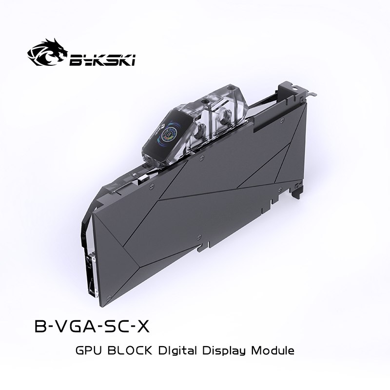 BYKSKI with Digital GPU Terminal Block for Computer GPU Cooling Water Block Cooler Kit Transparent Base for Acrylic Computer GPU