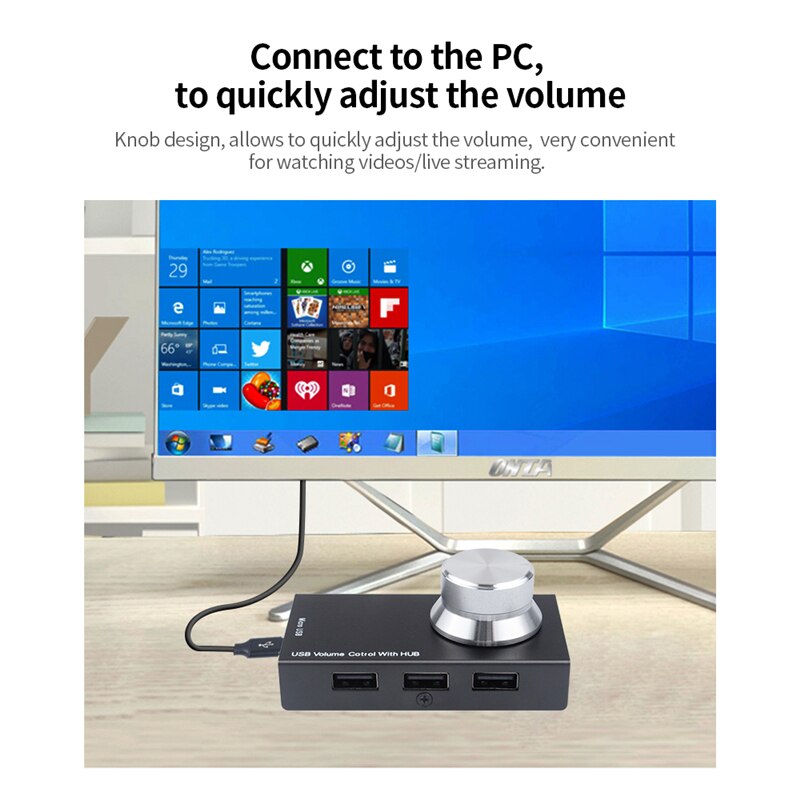 AIMOS Audio Knob Multipurpose USB Multimedia Volume Controller Adjuster Metal Tablet One Key Mute Speaker Mini For Computer
