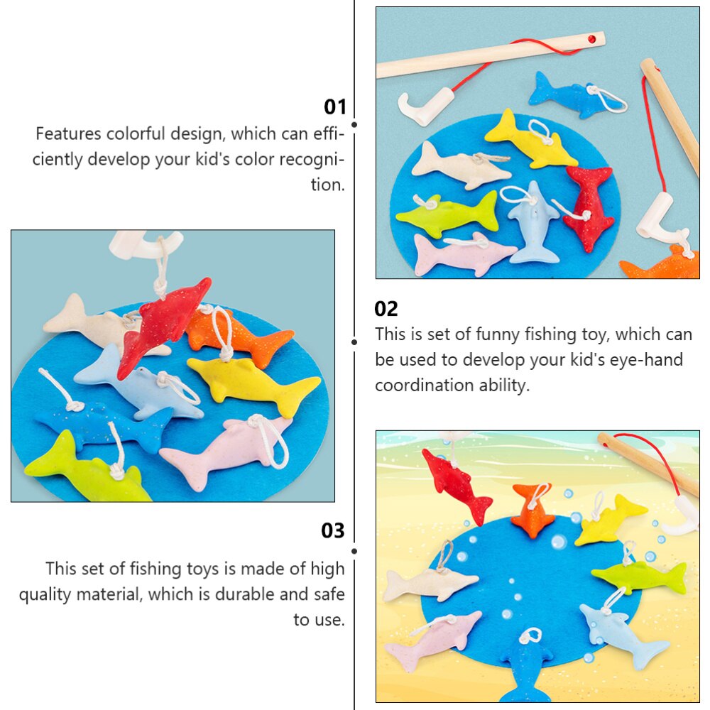 1 Set Funny Wooden Fishing Toy Colorful Exquisite Educational Plaything Fishing Game Toy for Kindergarten