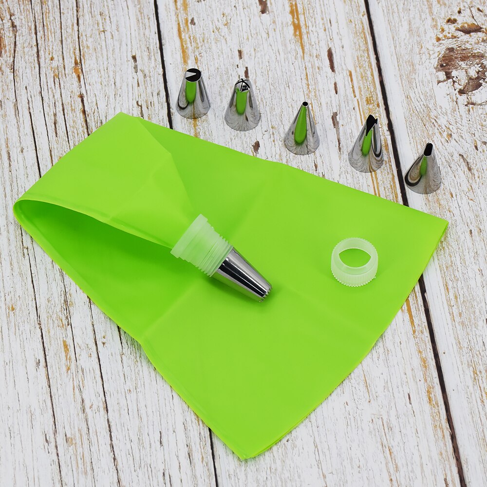 8 Teile/satz Silikon Gebäck Tasche Tipps Küche DIY Glasur Rohrleitungen Creme Wiederverwendbare Gebäck Taschen + 6 Düse einstellen Kuchen Dekorieren werkzeuge