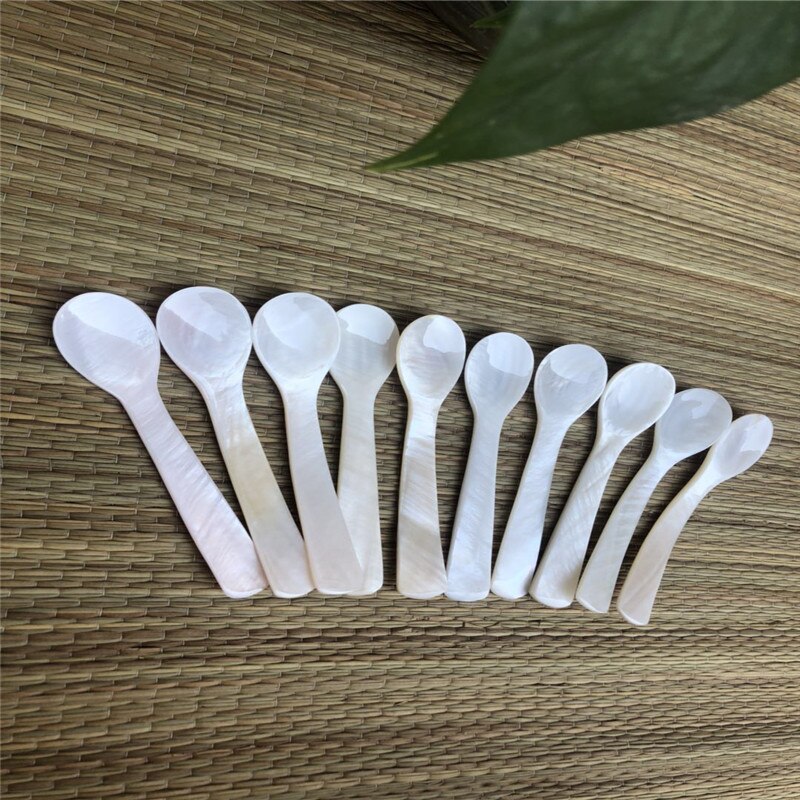 Cuillère à café blanche à coquille naturelle 13CM, cuillère à condiments pour Restaurant hôtel cuillère à Dessert au miel cuillère à Caviar