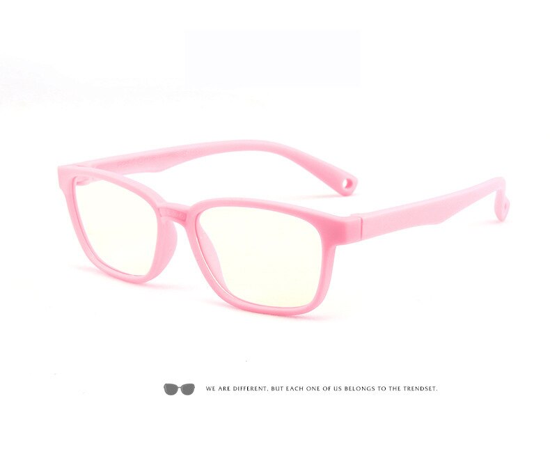 Børn anti blåt lys briller drenge piger læsebriller blødt silikone stel sikre læsebriller til computer telefon  uv400: Lyserød