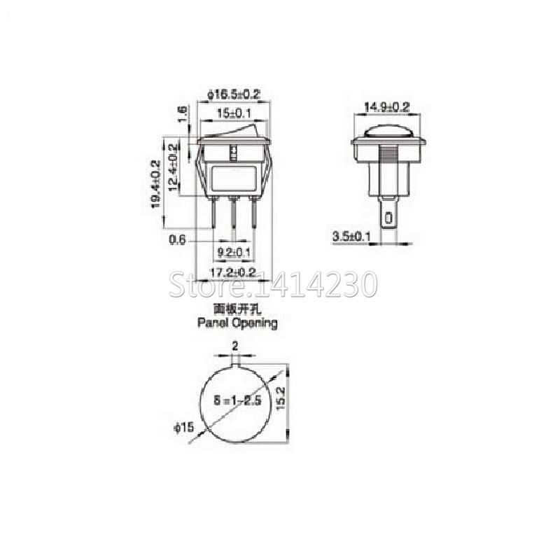 Interruptores basculantes redondos pequeños de 16mm de diámetro, Mini interruptores basculantes redondos en negro, blanco y rojo con 2 pines, 10 Uds.