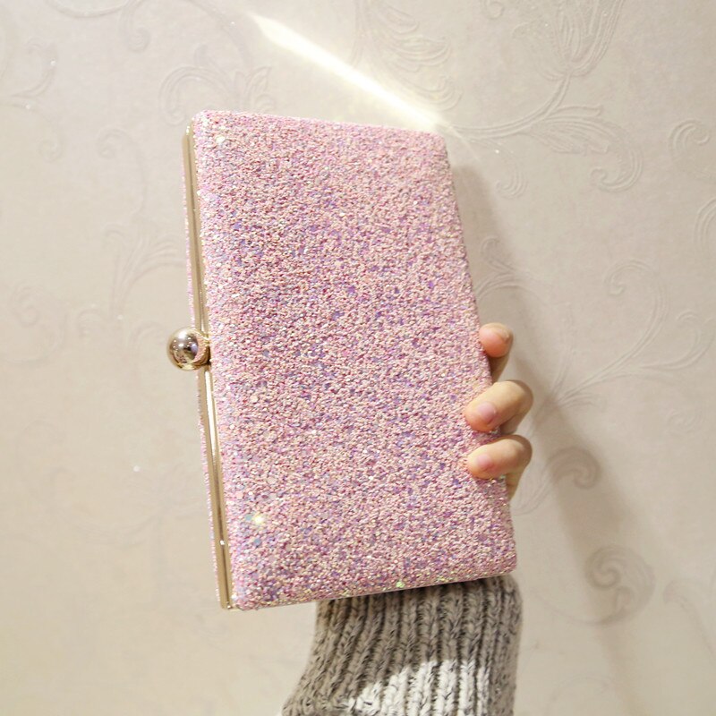 Avondtasje Clutch Bag Pink Party Vrouwen Dull Poolse Grey Purse Koppelingen Giltter Tassen Kleine Partij Handtas