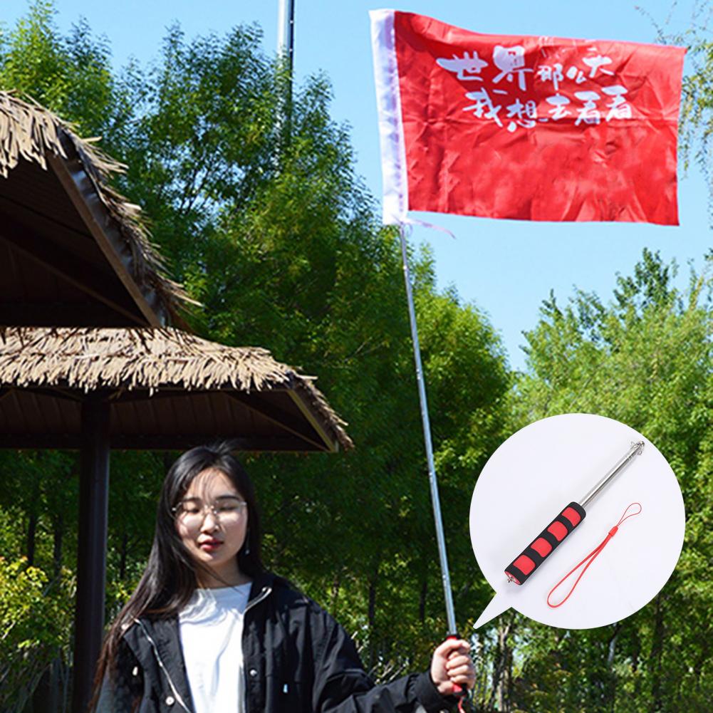 Asta de bandera telescópica de 140/200cm con cordón, palo de puntero de enseñanza, asta de bandera de acero inoxidable, guía turística, asta de bandera