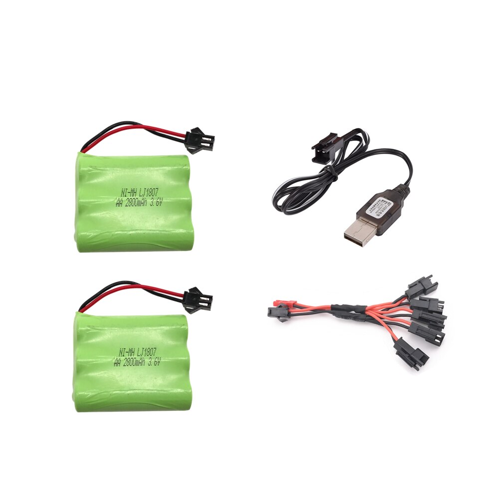 3.6v 2800mah Battery Ni-MH Battery AA NIMH 3.6v Battery Pack For RC Toy Car Boat Model RC Toy 3.6 V Battery: 2pcs USB
