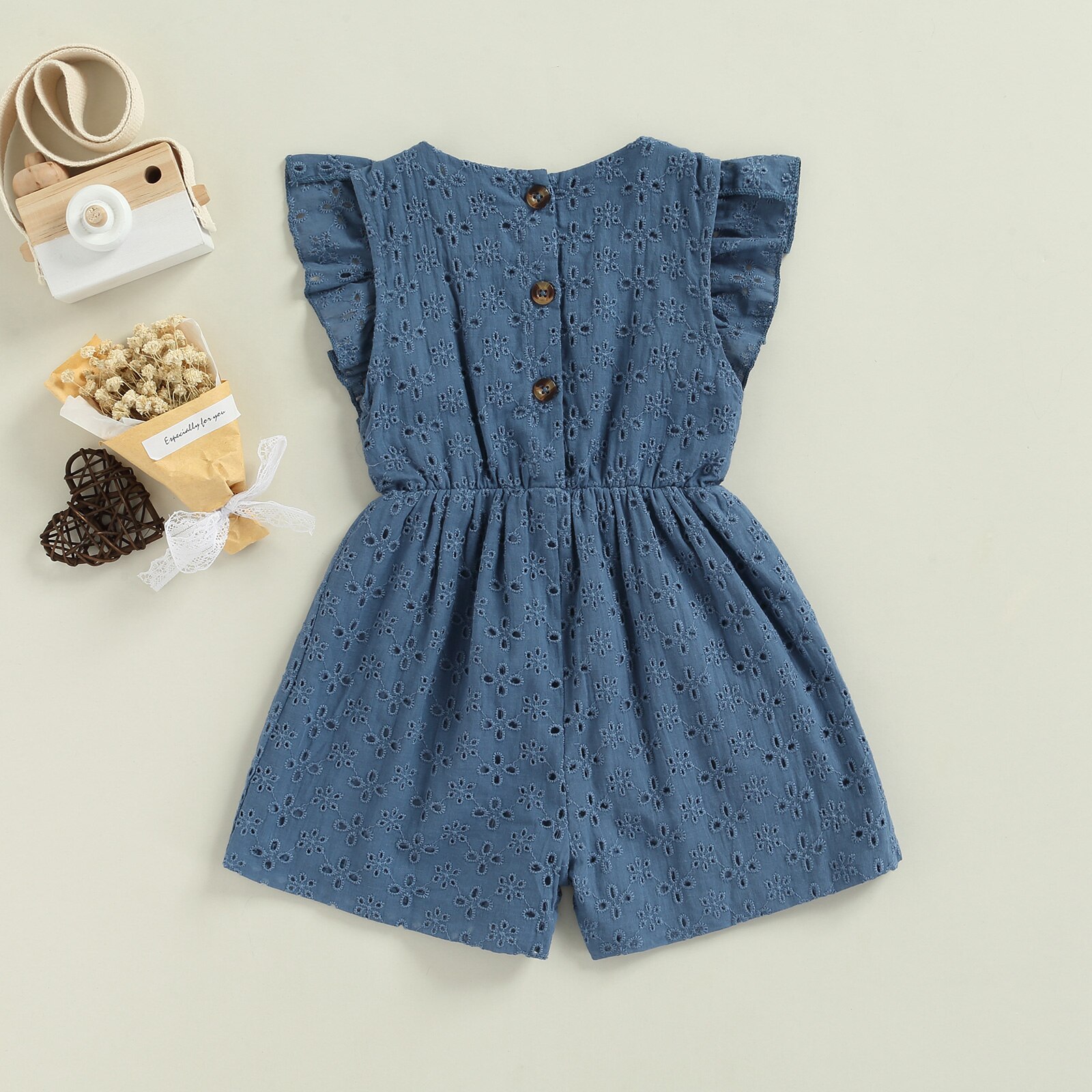 0-24M Baby Meisjes Korte Jumpsuit, Mouwloze Vierkante Hals Uitgeholde Verstoorde Casual Bodysuit