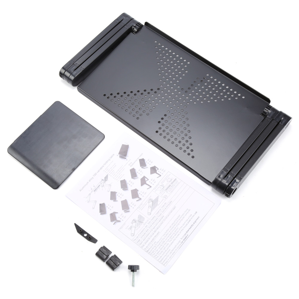 Draagbare Verstelbare Laptop Tafel Opvouwbare Laptop Bureau Computer Mesa Para Notebook Stand Tray Voor Slaapbank Zwart