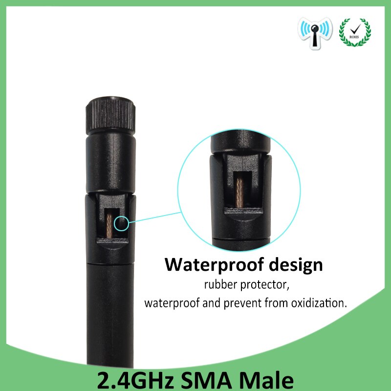 2pcs 2.4 GHz WiFi Antenna 5dBi Aerial SMA Male Connector 2.4ghz antena wi fi antenne 2.4g For Wireless Router Wifi Booster