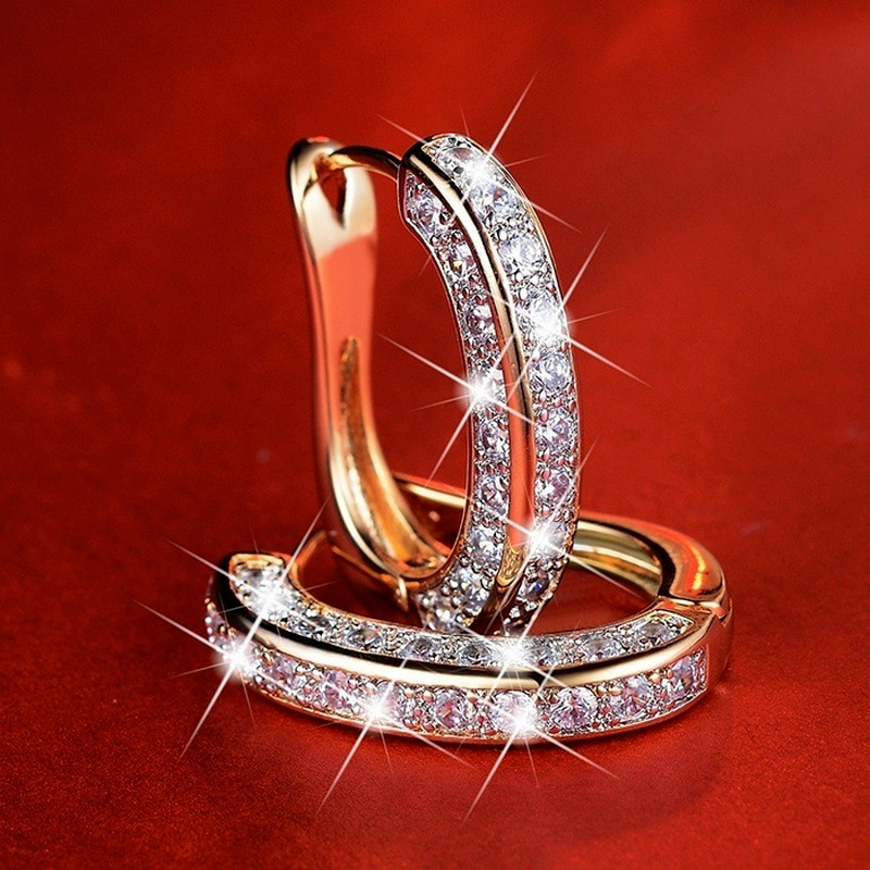 Moda de luxo zircon brincos redondos geométricos brincos de argola de ouro jóias brincos de orelha para o presente de aniversário de casamento de luxo feminino