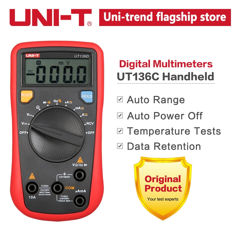 UNI-T UT136C Digital Multimeter Auto Range Tester AC DC Spannung Strom Ohm Diode Hz Temperatur von test diode multimeter