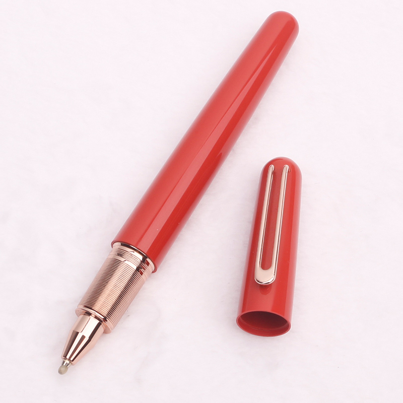 Stylo à bille de luxe MB M rouge en résine précieuse, Gel d'encre noire, recharge sans capuchon, meilleurs stylos à plume avec fermeture à capuchon magnétique: red rose roller