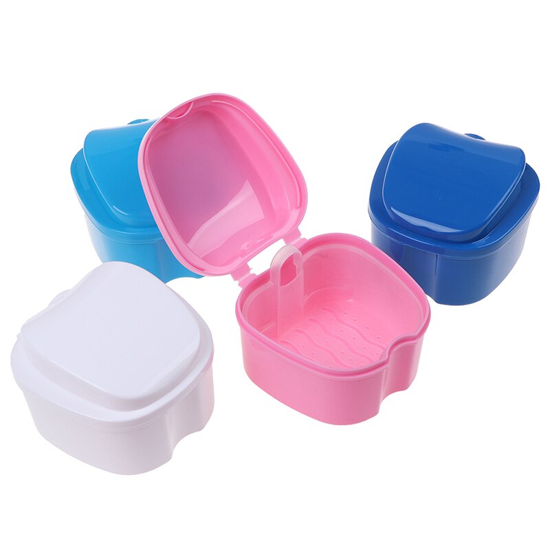 1set Denture Box And Brush Retainer Cleanning Denture Case Multi-Layered Bristle False Teeth Brush (1*Denture Case+1Teeth Brush)