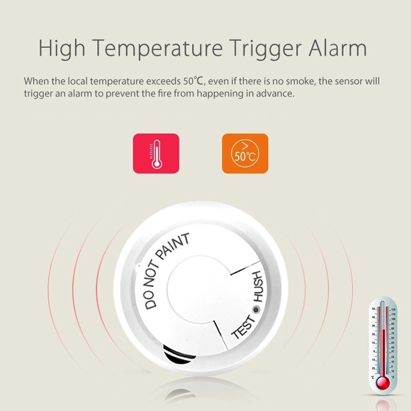 Smoke Detector Wireless Fire Sensor Wifi for Office Home Security Highly Sensitive Alarm Systems Tuya Smart Life Smoke Sensor