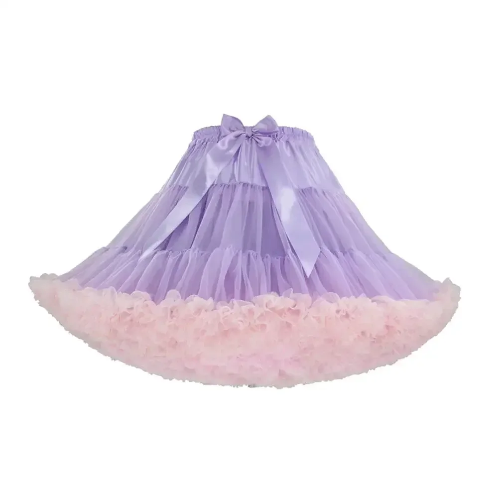 Ekstra langt dameskjørt med mer farget tyll, puffy rosa, bryllup, brudekjole, underskjørt, tutu: Elfenben
