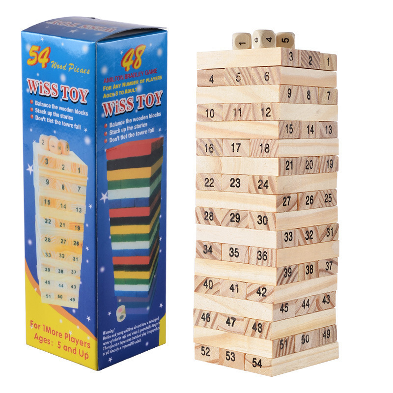 Pädagogische Holz-Gummibaumholzblöcke Frühkindliches Lernspielzeug Digitaler Turm-Baukasten Eltern-Kind-Spiel: Grün
