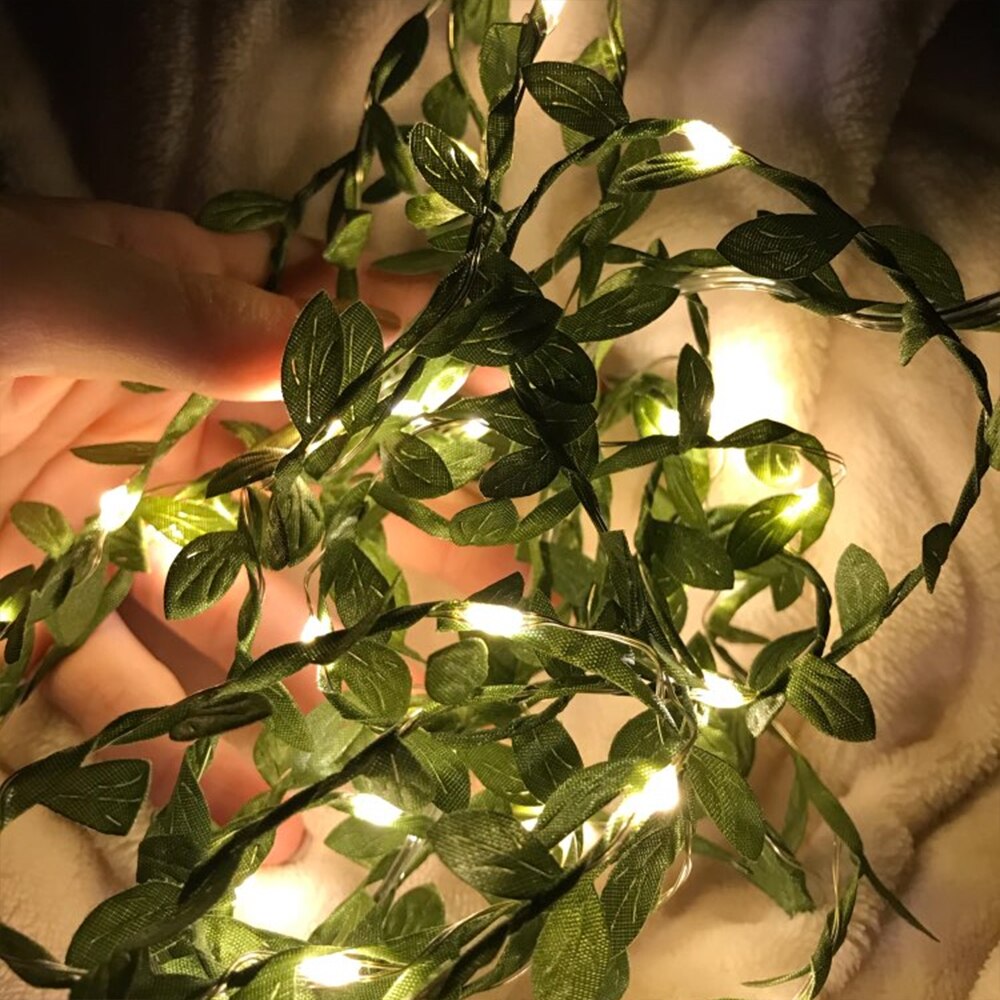 Green Leaf Led String Light DC 5V 2m/3m/5m/10m Battery Powered Garland Vine Fairy Lights for Xmax Christmas Party Wedding Decor: Green / 10m 100LED