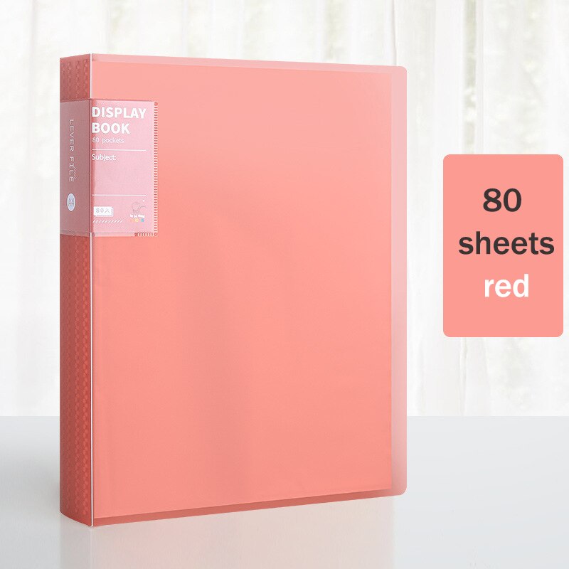 Organizador portátil para piano, 30, 40, 60, 80 páginas, tamanho a4, nota musical, folha de documentos, pasta de armazenamento, pp, pastas de escritório fosco: 80 sheets red
