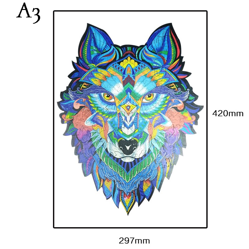 Wolf Shape DIY Wooden Puzzle For Adults Children Wooden Puzzles Animal Wooden Jigsaw Puzzle for Kids Toys: A3 Wolf