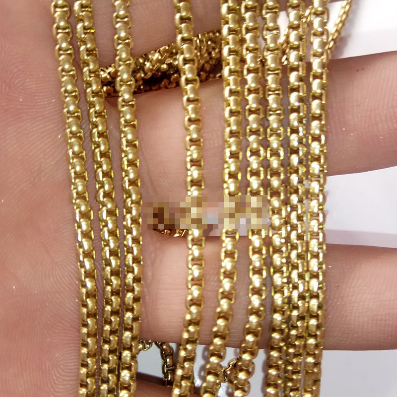 3mm Diameter original raw Solid Brass BOX chain Link Chains Metal Cords for Diy Accessories handmade Making