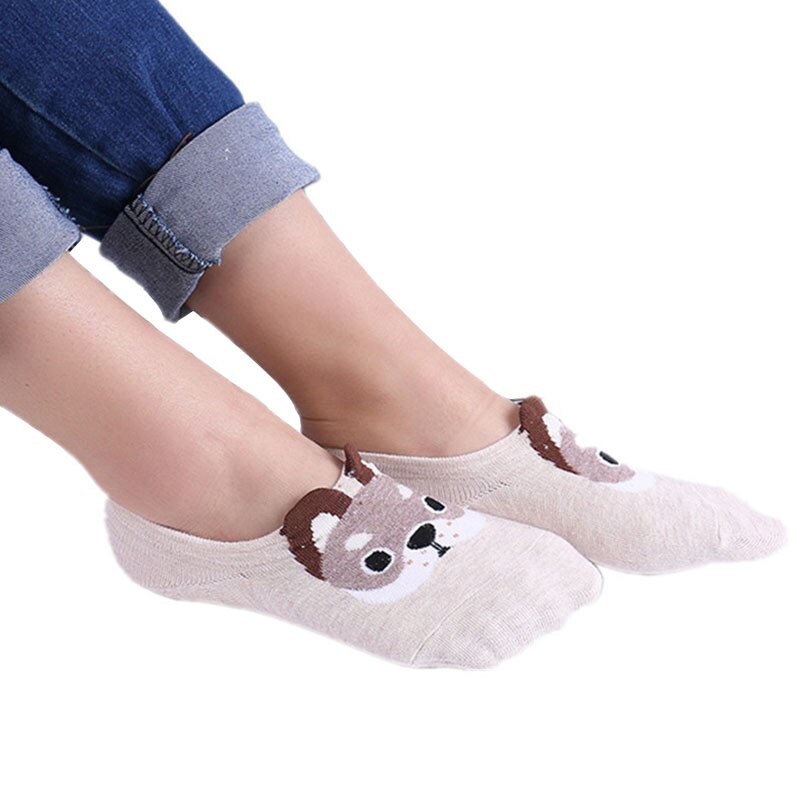 Cute Doggy Antiskid Socks Super addorableWomen Cute Doggy Antiskid Socks Super Addorable Shallow Mouth Invisible Socks Invisible: 04