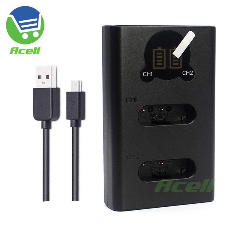 Cargador de batería Dual LCD para cámara SONY NP-BX1, dispositivo de carga para cámara SONY ZV-1, RX100VII, RX100IV, RX100III, RX1RII, HDR-AS300, AS200, PJ410, FDR-X3000