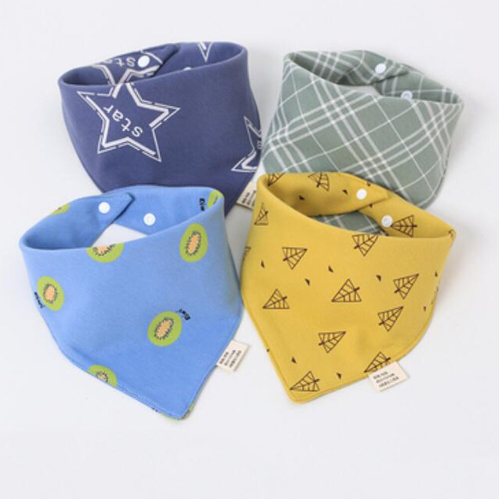 Baberos triangulares para bebé, bufanda de algodón con dibujos animados, Bandana para alimentación de niños, babero para Saliva, paño absorbente para recién nacido, 4 Uds.