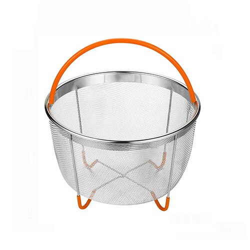 Steamer Basket for Instant Pot 6Qt Stainless Steel Mesh Steamer with Silicone Handle Kitchen Accessories for Steaming Vegetable: Orange