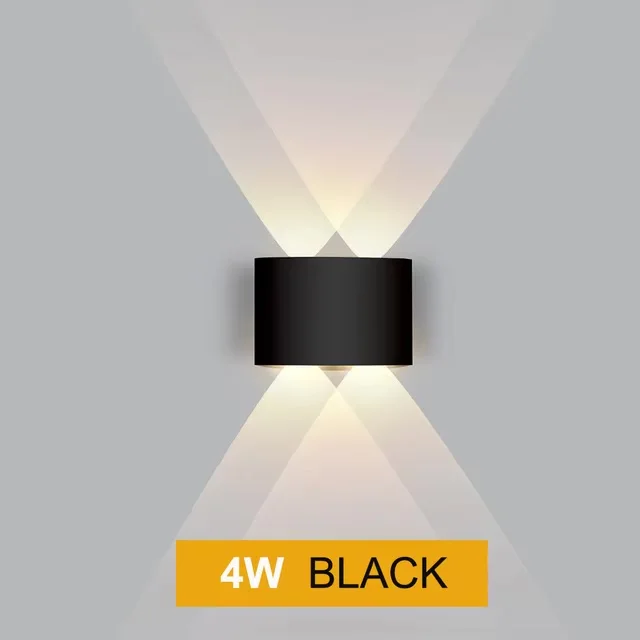 6w 8w 10w 12w udendørs indendørs væglampe led væglampe aluminium vandtæt  ip65 til soveværelse stue trappebelysning: Varm hvid  (2700-3500k) / Sort