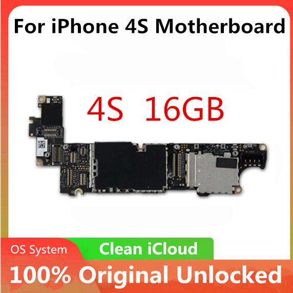 Originele Voor Iphone 4 4S 5 5C 5S 7P Moederbord Factory Unlocked Voor Iphone Moederbord met Volledige Chips Gratis Icloud: 4S 16gb