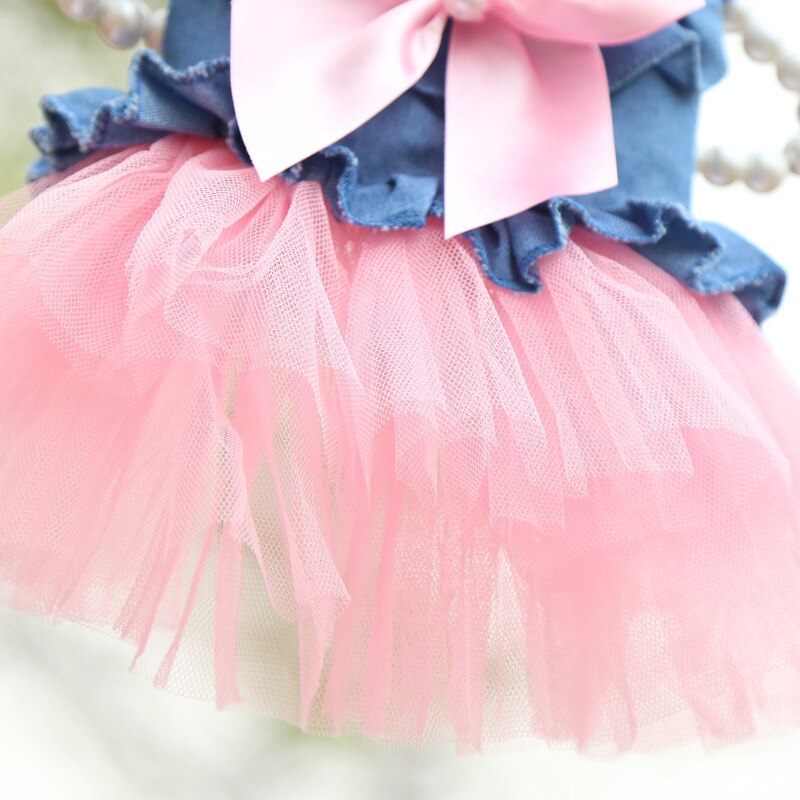 Pet denim dress cat dog princess wind skirt kitten puppy cute tutu skirt dog breathable T-shirts cat comfort shirts pet clothes