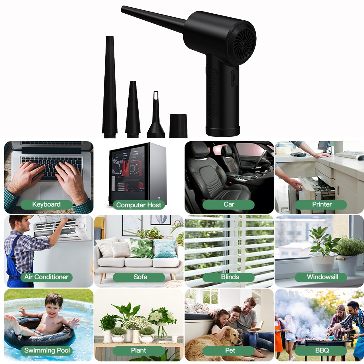 Cordless Air Duster Blower Multi-Use Portable Compressed Air Cans,Electric Air Duster Computer Cleaner PC Laptop Keyboard Rda