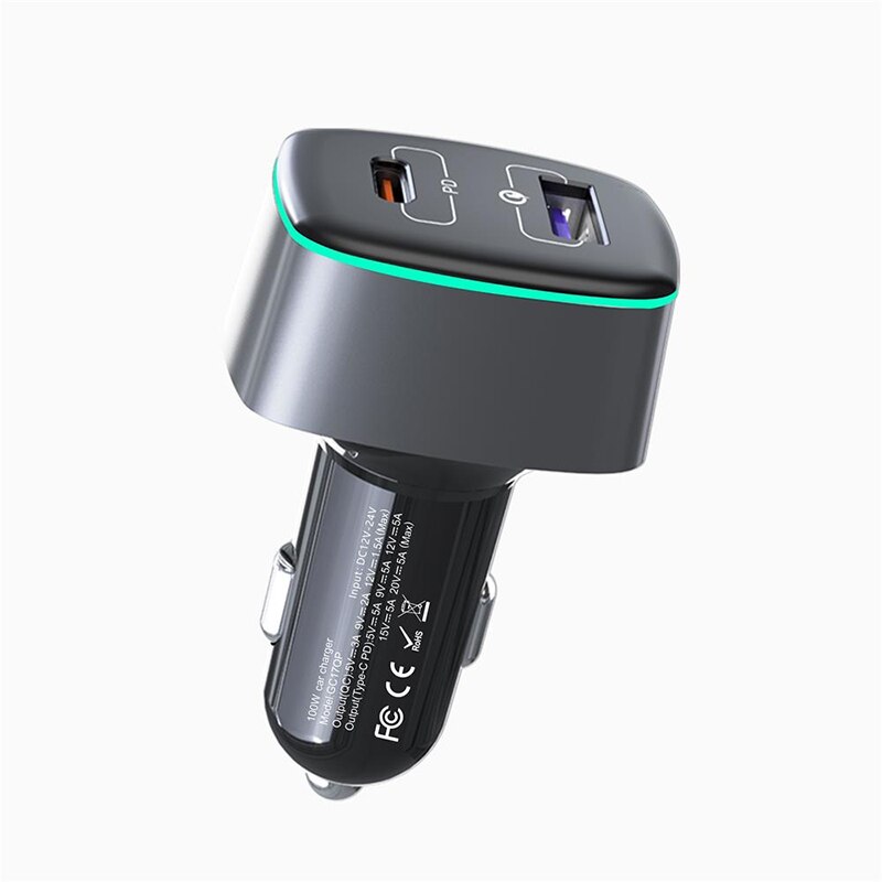 Utbvo 100W 2 Poort Snelle Auto-oplader Met PD100W Power Levering &amp; 22.5W Quick Charge 3.0 Lading telefoon, tabletten, Schakelaar, Laptop