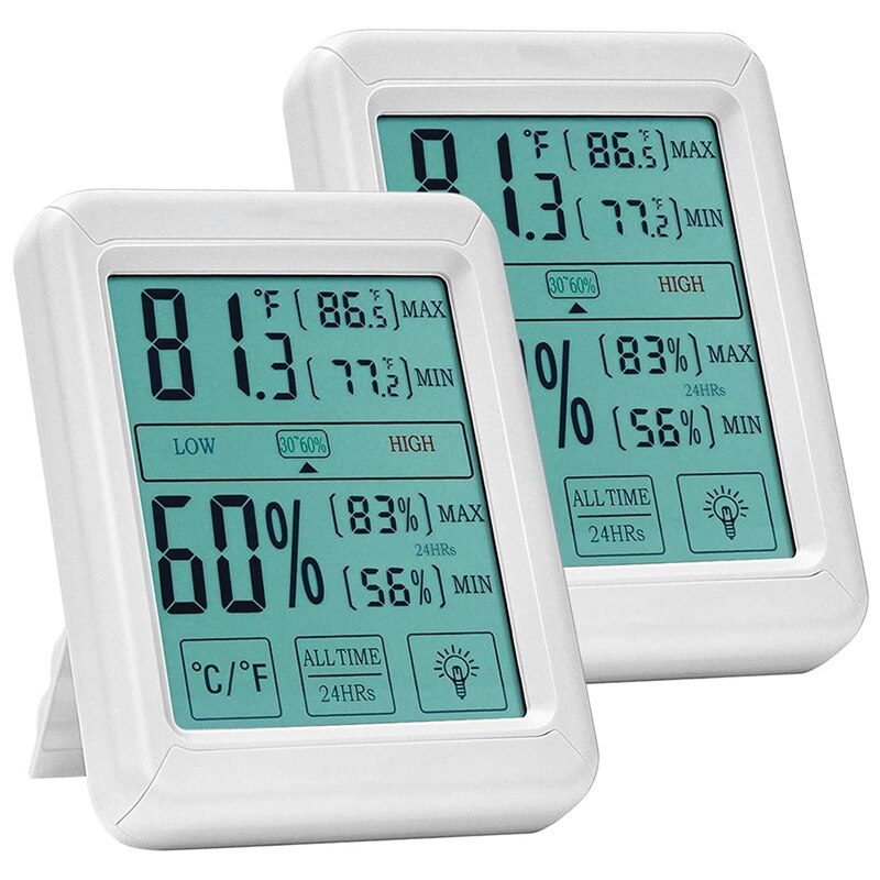2 Pack Digital Indoor Thermometer and Hygrometer with Humidity Guage, Accurate Temperature Humidity Monitor Meter