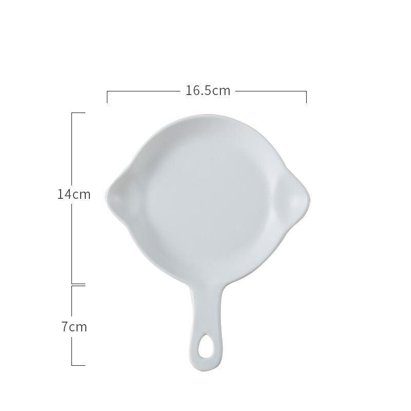 Nordisk keramisk morgenmadstallerken bageplade porcelænsservice tallerken med håndtag husholdnings lille bøf skive hjemmeservice værktøj: Rund-hvid