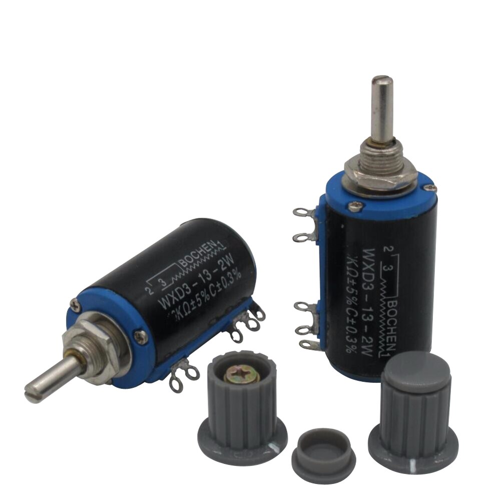 2 pièces WXD3-13-2W Arbre Dia 22 k ohm Rotatif côté Potentiomètre Multitour 10 potentiomètre 10 bague potentiomètre + 2 pièces bouton