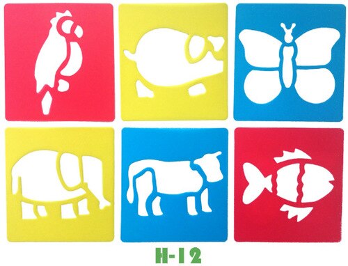 108 allerlei Figuren Schilderen Templates Voorschoolse Vroeg Onderwijs Tekening Tools Stencil voor Kids Air Brush/Spray voor Muur /venster: H-12