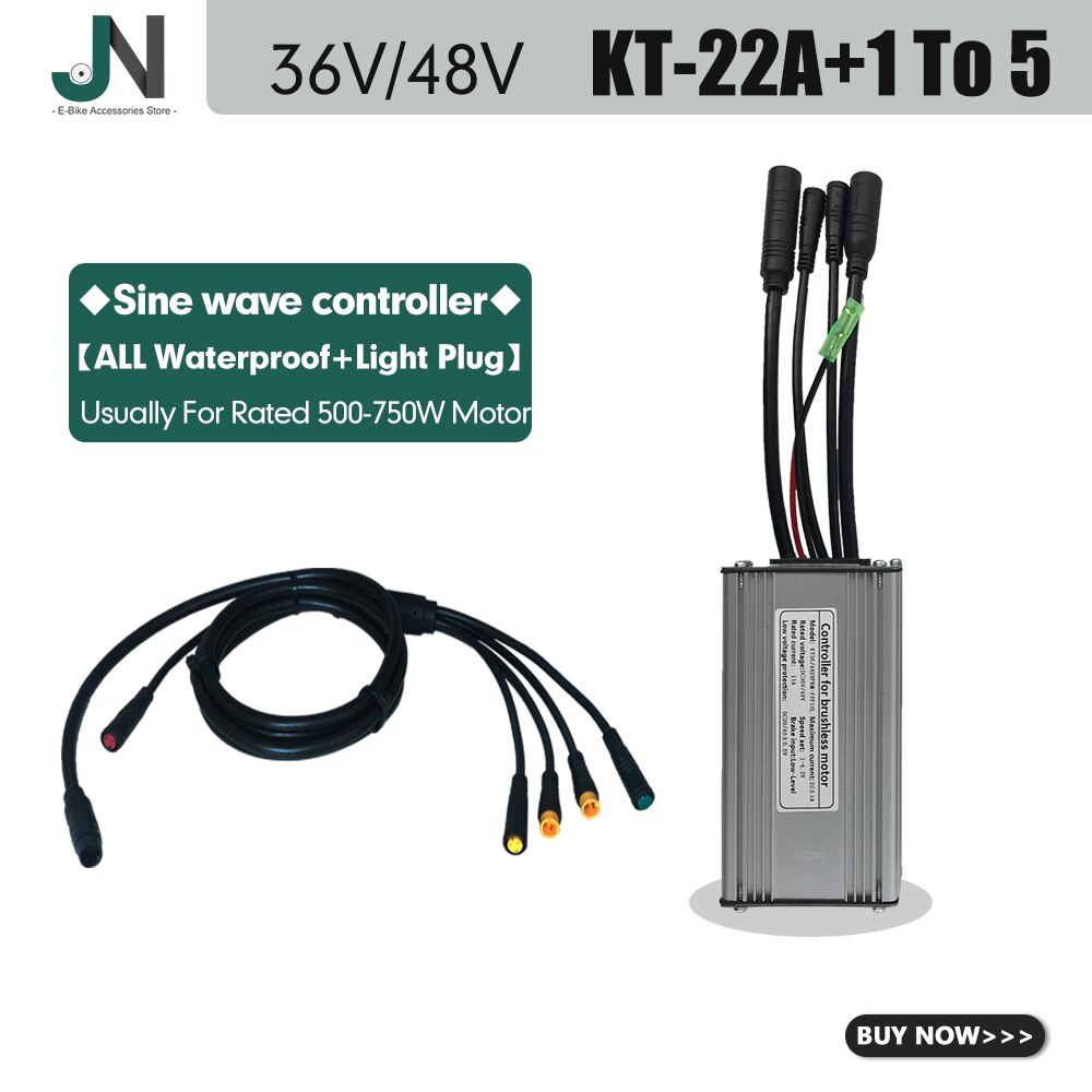 KT Ebike Controller 36V48V 250W-1000W Julet wodoodporna wtyczka 15A/17A/22A/25A/30A do zestawu do konwersji silnika elektrycznego roweru: 22A Sinewave 1T5