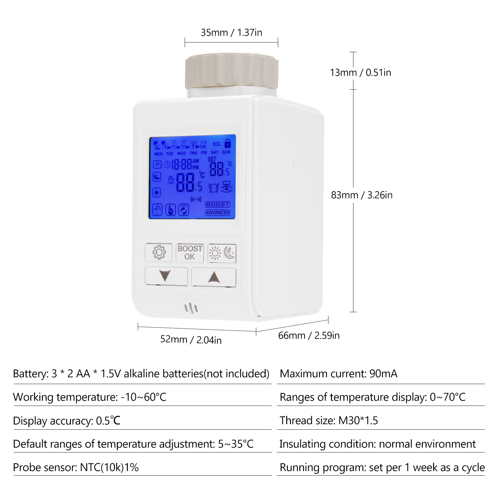 Digital Thermostatic Radiator Valve Temperature Control Heating Valve Thermostatics Radiator Programmable Compatible with Alexa
