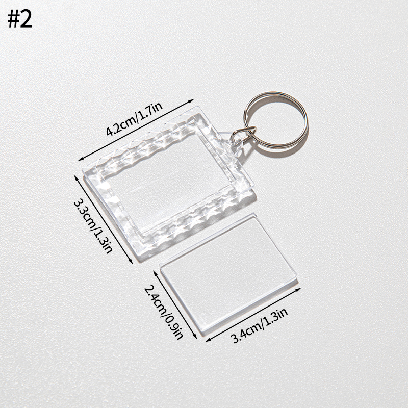 Blank Photo Frame Keychain Transparent Photo Picture Frame Children's Photography Keychain DIY Key Holder Bag Hanging Pendant: black