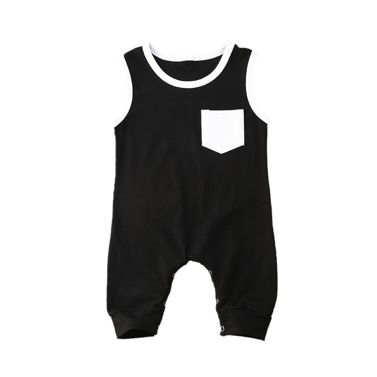 Casual 0-18M Summer Baby Boy Clothing Sleevless Solid Cotton Soft Jumpsuit Boy Outfit: A / 18M