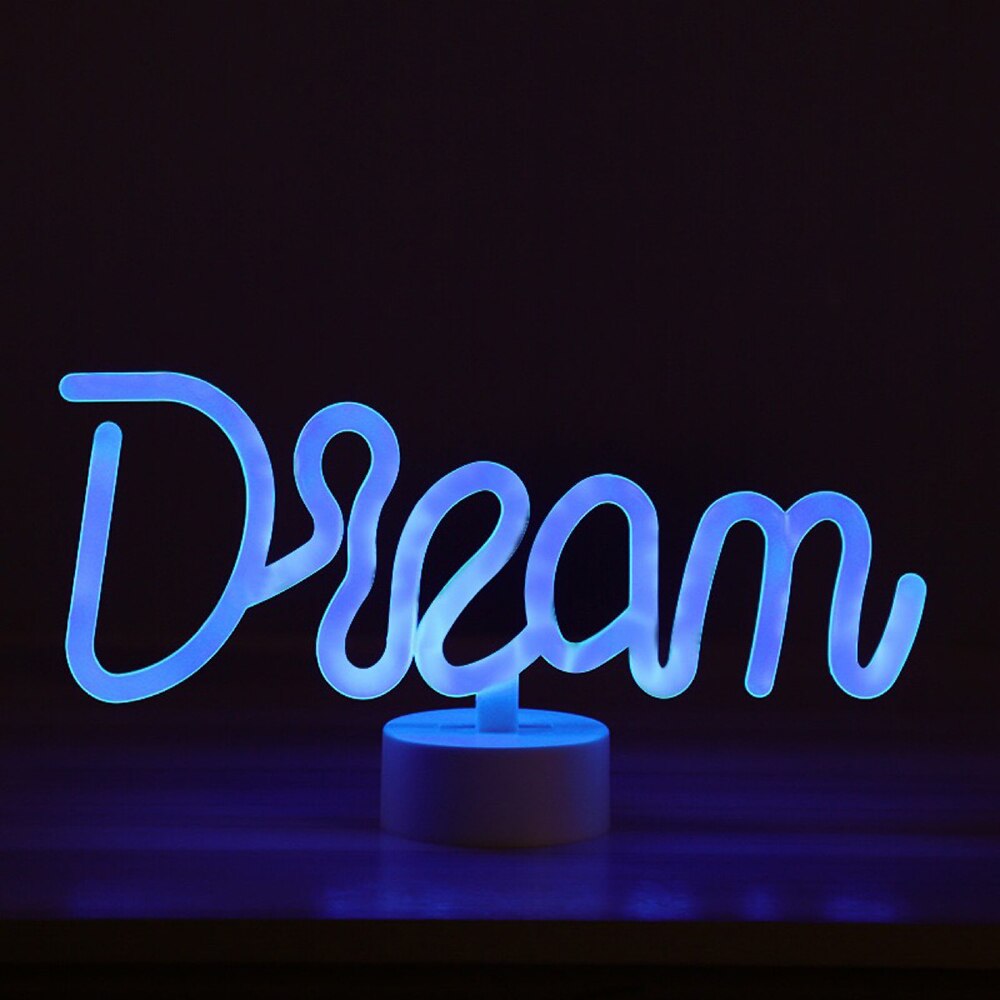 Led Neon Lights Sign Letter Neon Sign Night Light Bedroom Decoration Hello Love Dream Open Home Rainbow Cactus Lamp