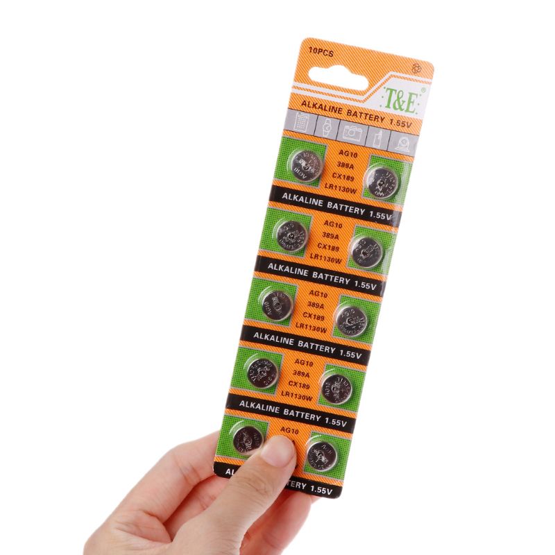 10 stk knapp knappcelle batteri  ag10 1.5v klokke batterier  sr54 389 189 lr1130 sr1130 leker kontroll fjernkontroll
