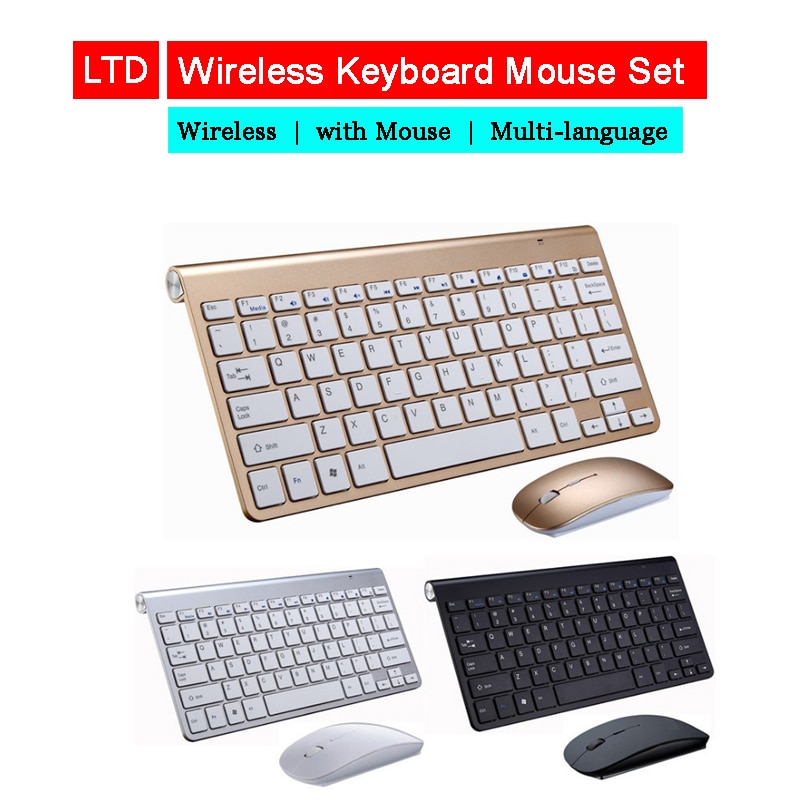 Wireless Keyboard Mouse Set For Desktop Laptop Russian Arabic Thai Hebrew Spanish French Italian Korean German Bulgarian Keybord