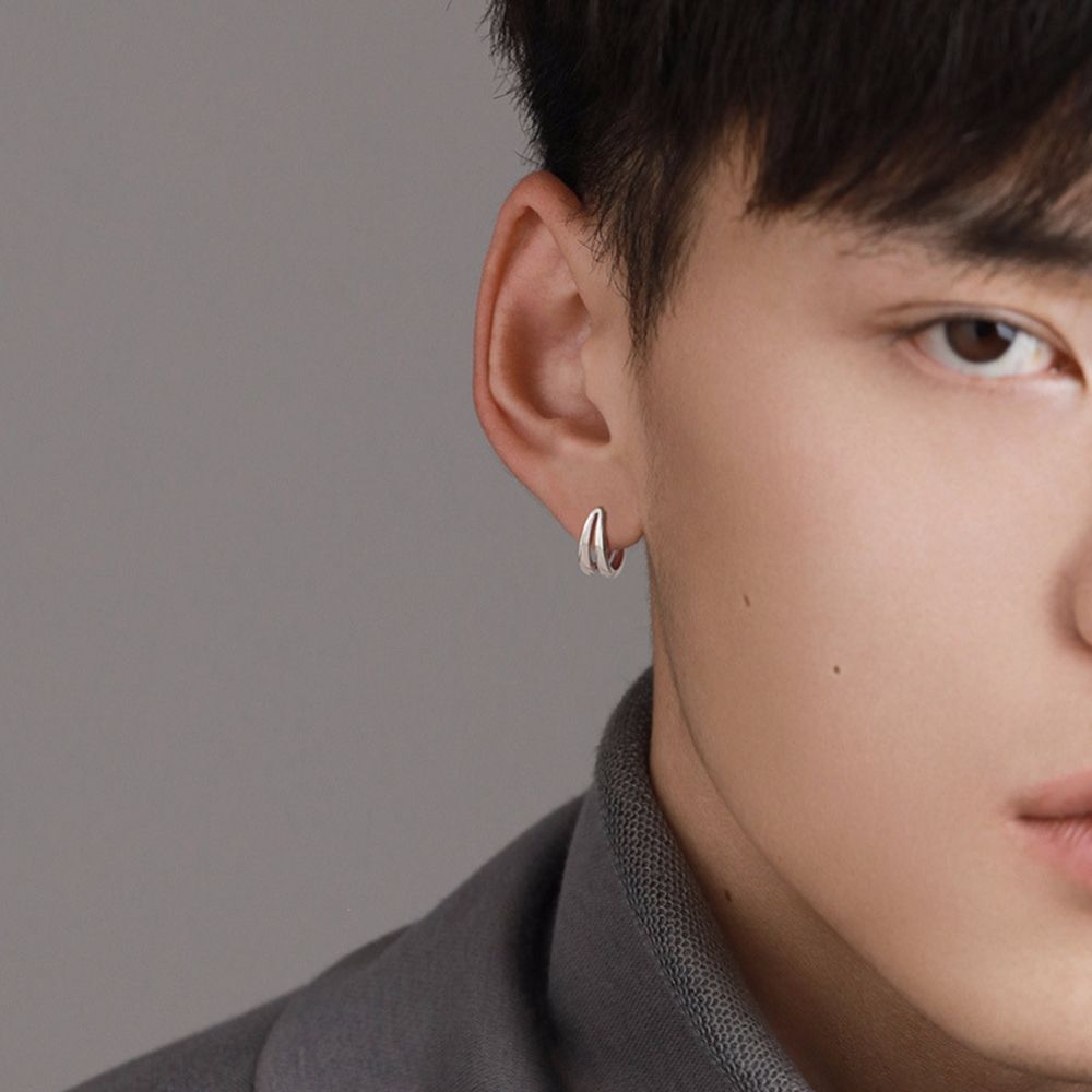 Personality cool boys hoop earrings Korean style simple trend chain earrings ear buckles jewelry