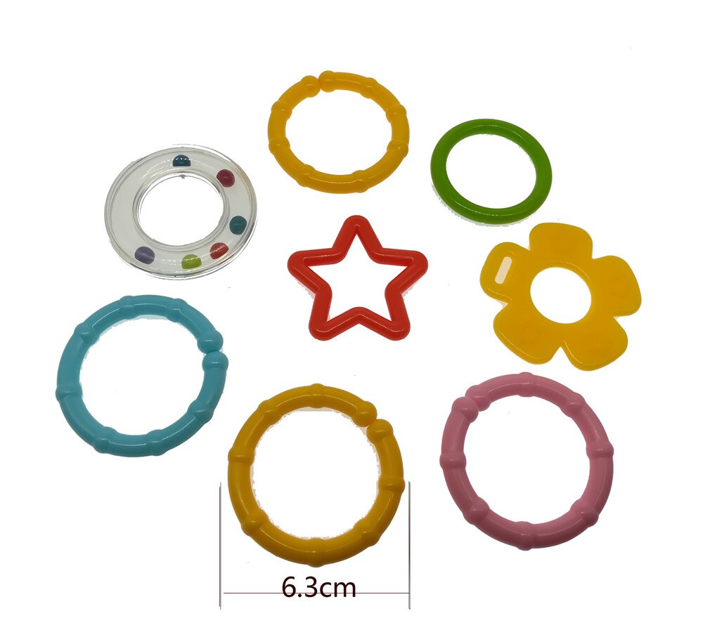 Anillo de dentición para bebé, mordedor masticable colorido, Donut redondo para niños, 63mm, Teeter de anillo de grado alimenticio, 8 Uds.