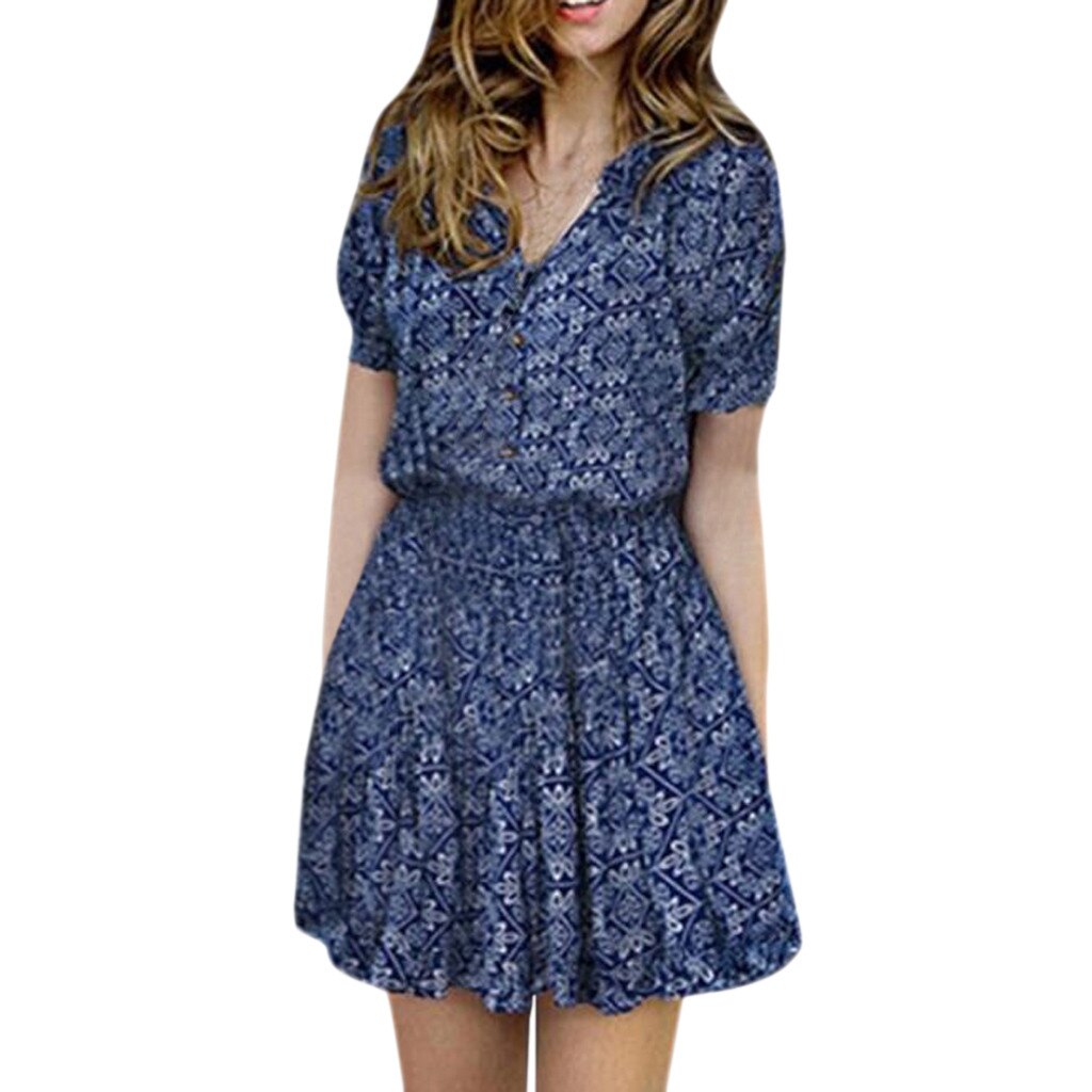 Women Dress Summer Sexy Off Shoulder Floral Print Chiffon Dress Boho Style Short Party Beach Dresses Vestidos de fiesta#1