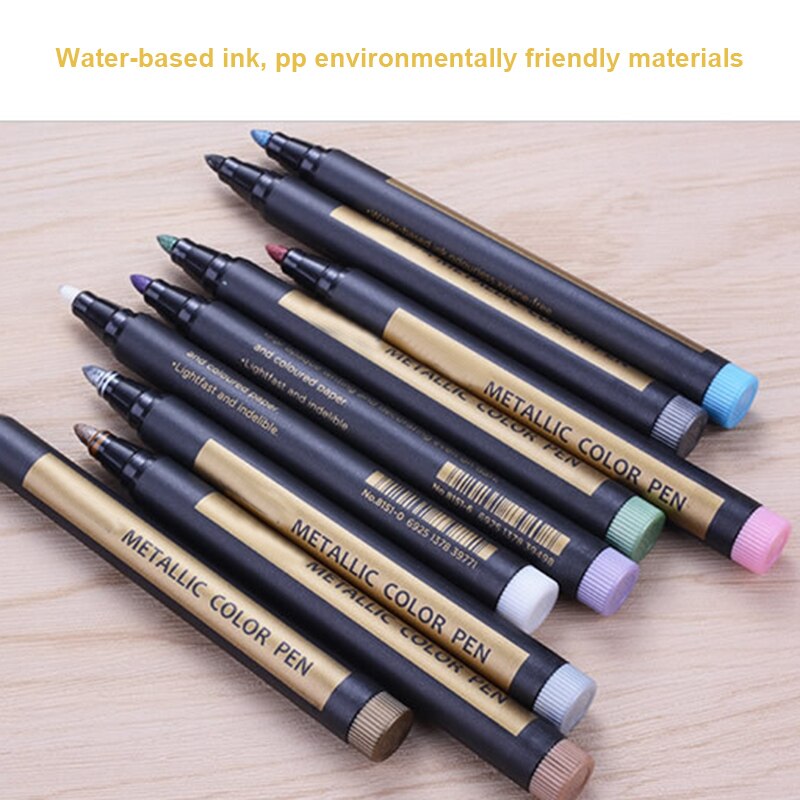10pcs Metallic Paint Marker Pens for Rock Painting Ceramic Glass Wood Fabric Scrapbook Journals Photo Albums Card DTT88