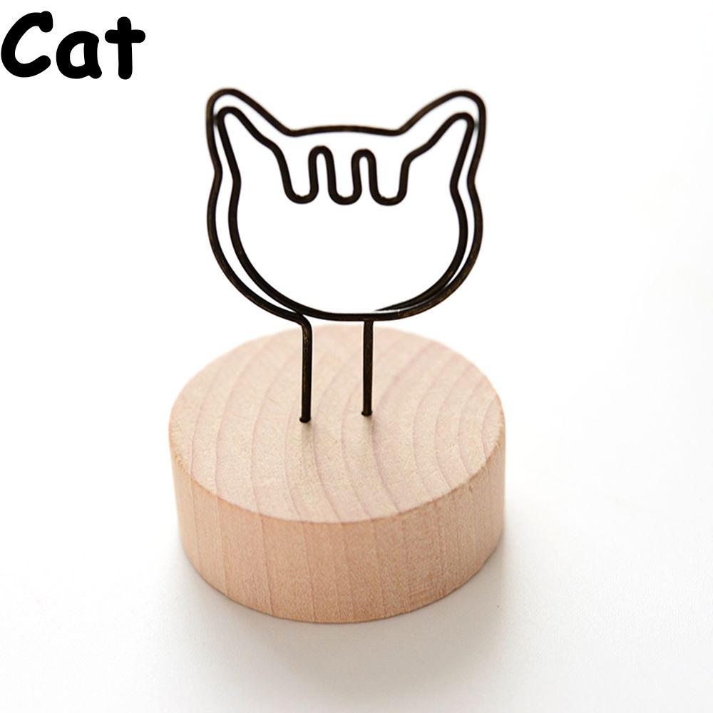 Soporte colgante de madera para tarjetas y notas, Base para fotos, Clip para notas, artículo, marco de fotos, mesa, suministros de oficina,: cat