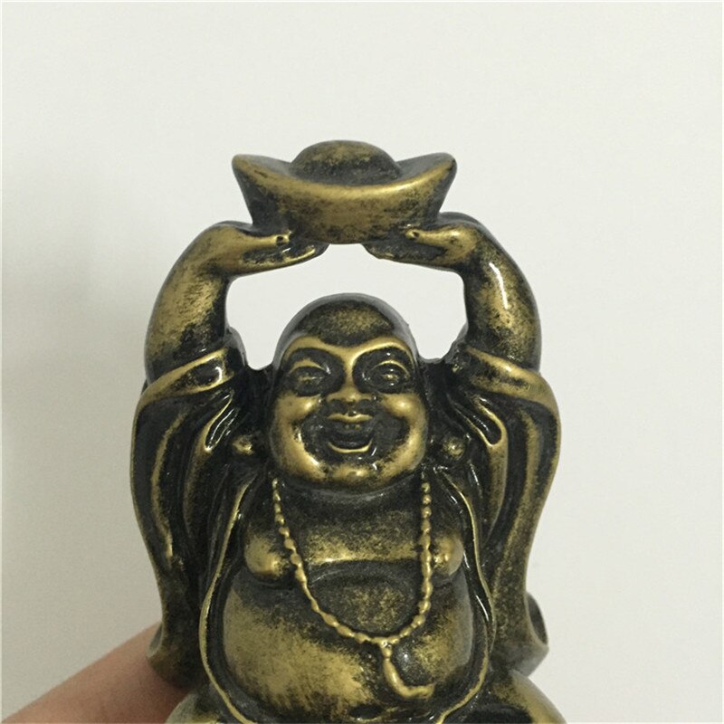 Chinese Rijke Bronskleur Lachende Boeddha Standbeeld Sculptuur Geluk Beeldjes Voor Huis Tuin Decoratie Boeddhabeelden